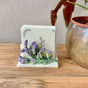 **SOLD** Lavender Flower Coaster Set and Sculpted Stand